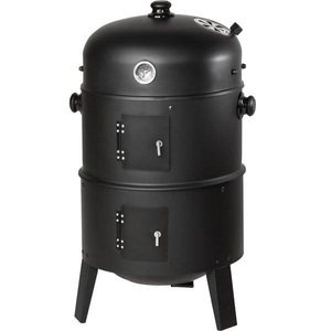 TecTake, Holzkohlegrill Räuchertonne 3 in 1 Holzkohlegrill Räuchertonne 3 in 1, Tectake - Holzkohlegrill Räuchertonne 3 in 1, 82.5CM, Schwarz