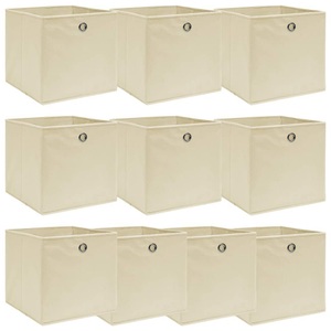 vidaXL, vidaXL Aufbewahrungsboxen 10 Stk. Creme 32x32x32 cm Stoff, vidaXL Aufbewahrungsboxen 10 Stk. Creme 32x32x32 cm Stoff