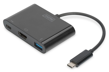 Digitus, Digitus HDMI / USB Adapter [1x USB-C™ Stecker - 1x HDMI-Buchse, USB 3.0 Buchse A, USB-C™ Buchse] Schwarz, Digitus DA-70855 HDMI / USB Adapter [1x USB-C® Stecker - 1x HDMI-Buchse, USB 3.2 Gen 1 Buchse A (USB 3.0), USB-C®
