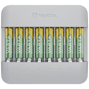 Varta, Varta Eco Charger Multi Rundzellen-Ladegerät NiMH Micro (AAA), Mignon (AA), VARTA Batterie-Ladegerät Eco Charger Multi Recycled, für NiMH-Akkus, USB-C, 100-240 V, inkl. 8x AA 2100mAh Akkus