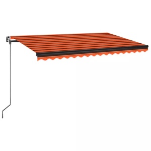 vidaXL, vidaXL Gelenkarmmarkise Einziehbar mit LED 400x350 cm Orange und Braun, vidaXL Markise Manuell Einziehbar mit LED 400x350 cm Orange & Braun