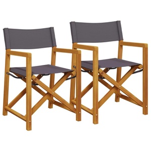 vidaXL, vidaXL Klappbare Gartenstühle 2 Stk. Dunkelgrau Stoff