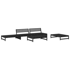 vidaXL, vidaXL 5-tlg. Garten-Lounge-Set Schwarz Massivholz Kiefer, vidaXL 5-tlg. Garten-Lounge-Set Schwarz Massivholz Kiefer