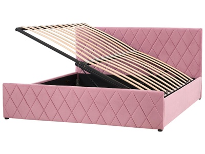 Beliani, Bett mit Lattenrost aus Samtstoff Modern ROCHEFORT Bett mit Lattenrost aus Samtstoff Modern ROCHEFORT