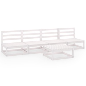 vidaXL, vidaXL 5-tlg. Garten-Lounge-Set Weiß Kiefer Massivholz, vidaXL 5-tlg. Garten-Lounge-Set Weiß Massivholz Kiefer