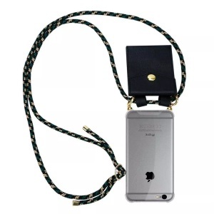 Cadorabo, Cadorabo Handy Kette für Apple iPhone 6 PLUS / iPhone 6S PLUS in CAMOUFLAGE – Silikon Necklace Umhänge Hülle mit Gold Ringen, Kordel Band Schnur un..., Cadorabo - Handy Kette für Apple iPhone 6 PLUS 6S Silikon mit Gold Ringen, Militärgrün