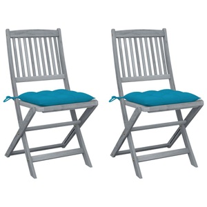 vidaXL, vidaXL Klappbare Gartenstühle 2 Stk. mit Kissen Massivholz Akazie