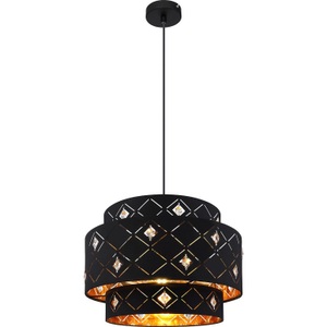 mutoni light, Hängeleuchte Abbey Metall schwarz matt 1xE27, Globo HÄNGELEUCHTE 40/140 cm , Dakota , Klar, Schwarz, Goldfarben , Metall, Kunststoff, Textil , 140 cm , matt , 004558193103