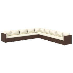 vidaXL, vidaXL 9-tlg. Garten-Lounge-Set mit Kissen Poly Rattan Braun, vidaXL 9-tlg. Garten-Lounge-Set mit Kissen Poly Rattan Braun
