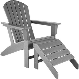 TecTake, Gartenstuhl Mit Fussablage Unisex Perlgrau, 