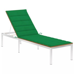 vidaXL, vidaXL Sonnenliege mit Auflage Akazie Massivholz und Edelstahl, vidaXL Sonnenliege mit Auflage Akazie Massivholz und Edelstahl