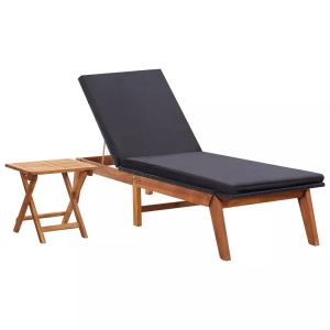 Diverse Hardware, Sonnenliege mit Tisch Poly Rattan und Massivholz Akazie, VidaXL - Gartenliege poly-rattan, One Size, Schwarz