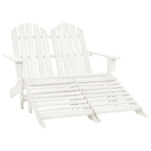 vidaXL, vidaXL 2-Sitzer Adirondack-Gartenbank mit Fußstütze Tannenholz Weiß, vidaXL Adirondack-Gartenbank 2-Sitzer mit Fußteil Tannenholz Weiß