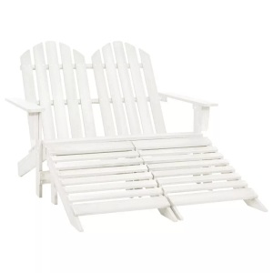 vidaXL, vidaXL 2-Sitzer Adirondack-Gartenbank mit Fußstütze Tannenholz Weiß, vidaXL Adirondack-Gartenbank 2-Sitzer mit Fußteil Tannenholz Weiß