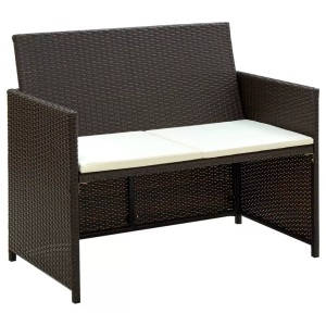 Diverse Hardware, 2-Sitzer-Gartensofa mit Polstern Braun Poly Rattan, vidaXL 2-Sitzer-Gartensofa mit Polstern Braun Poly Rattan
