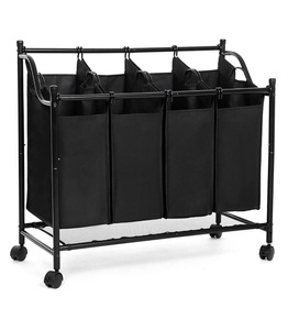 SONGMICS, Songmics - Wäschekorb auf Rollen, Wäschesortierer mit 4 abnehmbaren Stofftaschen, Wäschesammler, Aufbewahrung für Spielzeug, stabil, 4 x 35 Liter, grau LSF005GS, SONGMICS Wäschesack