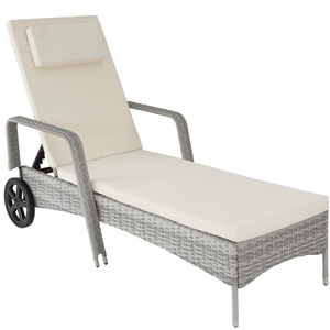 TecTake, Rattan Sonnenliege Cassis Rattan Sonnenliege Cassis, Tectake - Rattan Sonnenliege Cassis, One Size, Perlgrau