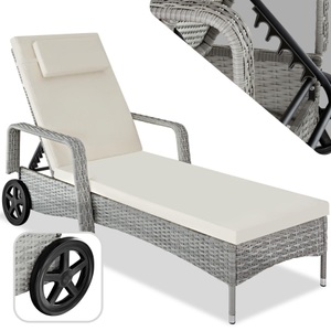 TecTake, Rattan Sonnenliege Cassis Rattan Sonnenliege Cassis, Tectake - Rattan Sonnenliege Cassis, One Size, Perlgrau