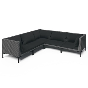 vidaXL, vidaXL 5-tlg. Garten-Lounge-Set mit Auflagen Poly Rattan Dunkelgrau