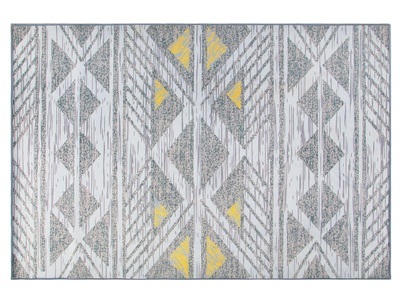 Beliani, Beliani Teppich grau-gelb geometrisches Muster 160 x 230 cm KARGI, Beliani - Teppich aus Polyester Boho KARGI, 160X230CM, Rauch