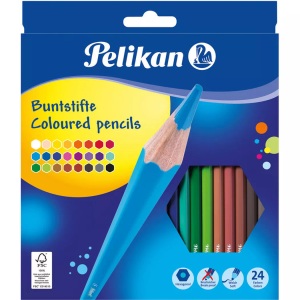 Pelikan, Pelikan Farbstifte D?nn, 24-er Set, Pelikan Buntstifte, sechseckig, 724013, (24 Farben)