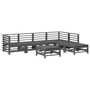 vidaXL, vidaXL 7-tlg. Garten-Lounge-Set Grau Massivholz Kiefer, vidaXL 7-tlg. Garten-Lounge-Set Grau Massivholz Kiefer