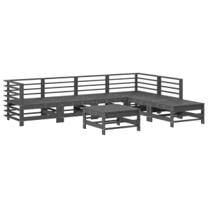 vidaXL, vidaXL 7-tlg. Garten-Lounge-Set Grau Massivholz Kiefer, vidaXL 7-tlg. Garten-Lounge-Set Grau Massivholz Kiefer