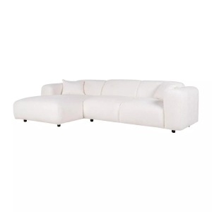 Vente-unique, Großer Ecksofa - Ecke links - Bouclé-Stoff - Weiß - POGNI Großer Ecksofa - Ecke links - Bouclé-Stoff - Weiß - POGNI