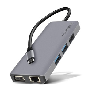 AKASHI, Akashi - HUB 9 in 1 - USB -Type C, Akashi - HUB USB C 9-in-1-Adapter Grau, One Size