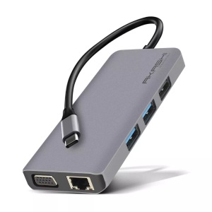 AKASHI, Akashi - HUB 9 in 1 - USB -Type C, Akashi - HUB USB C 9-in-1-Adapter Grau, One Size