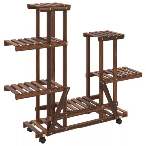 vidaXL, vidaXL Blumenständer mit Rollen 95x25x101 cm Massivholz Tanne, vidaXL Blumenständer mit Rollen 95x25x101 cm Massivholz Tanne