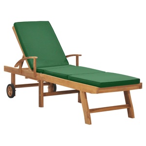 vidaXL, vidaXL Sonnenliege mit Auflage Massivholz Teak Grün, vidaXL Sonnenliege mit Auflage Massivholz Teak Grün