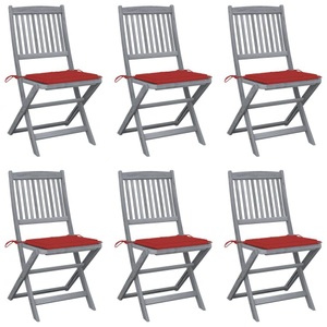 vidaXL, vidaXL Klappbare Gartenstühle 6 Stk. mit Sitzkissen Massivholz Akazie