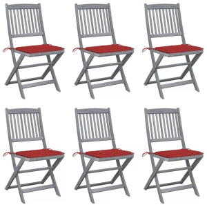 vidaXL, vidaXL Klappbare Gartenstühle 6 Stk. mit Sitzkissen Massivholz Akazie