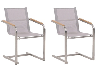 Beliani, Beliani Gartenstuhl Edelstahl beige 2er Set Cosoleto, Beliani - Gartenstuhl 2er Set aus Edelstahl Modern COSOLETO, One Size, Perle