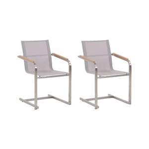 Beliani, Beliani Gartenstuhl Edelstahl beige 2er Set Cosoleto, Beliani - Gartenstuhl 2er Set aus Edelstahl Modern COSOLETO, One Size, Perle