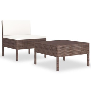 vidaXL, vidaXL 2-tlg. Garten-Lounge-Set mit Auflagen Poly Rattan Braun
