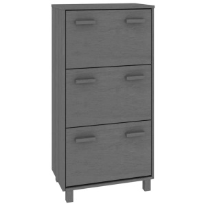 vidaXL, Schuhschrank Schuhschrank, vidaXL Schuhschrank HAMAR Dunkelgrau 59,5x35x117 cm Massivholz Kiefer