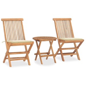 vidaXL, vidaXL 3-tlg. Garten-Essgruppe mit Kissen Klappbar Massivholz Teak, vidaXL 3-tlg. Garten-Essgruppe mit Kissen Klappbar Massivholz Teak