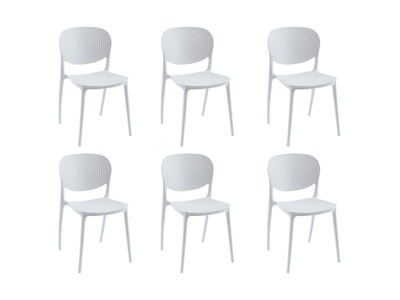 Vente-unique, Stuhl stappelbar 6er-Set - Polypropylen - Weiß - CARETANE Stuhl stappelbar 6er-Set - Polypropylen - Weiß - CARETANE, 