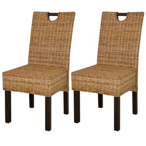 vidaXL, vidaXL Esszimmerstühle 2 Stk. Kubu-Rattan Mangoholz, 