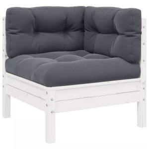 vidaXL, vidaXL Garten-Ecksofa mit Kissen Weiß Massivholz Kiefer