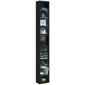 VCM, Holz Wandregal Hängeregal Regal Bücherregal Wandboard Deko Glas Rasato XL Holz Wandregal Hängeregal Regal Bücherregal Wandboard Deko Glas Rasato XL, VCM - Holzregal hängend | platzsparendes Regal Maße: H. 152 x B. 21 T. 14 cm Elegantes Aufbewahrungsregal Bücherregal Wandregal -, One Size, Schwarz