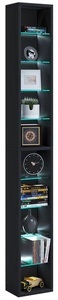 VCM, Holz Wandregal Hängeregal Regal Bücherregal Wandboard Deko Glas Rasato XL Holz Wandregal Hängeregal Regal Bücherregal Wandboard Deko Glas Rasato XL, VCM - Holzregal hängend | platzsparendes Regal Maße: H. 152 x B. 21 T. 14 cm Elegantes Aufbewahrungsregal Bücherregal Wandregal -, One Size, Schwarz