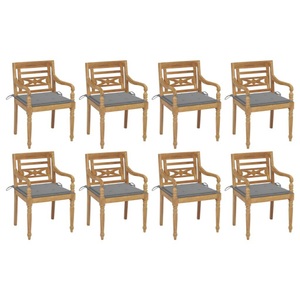 vidaXL, vidaXL Batavia-Stühle mit Kissen 8 Stk. Massivholz Teak