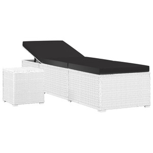 Diverse Hardware, Sonnenliege mit Auflage und Teetisch Poly Rattan Weiss, VidaXL - Sonnenliege poly-rattan, One Size, Weiss