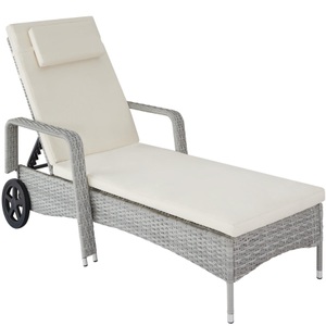 TecTake, Sonnenliege Rattan mit Rollen Sonnenliege Rattan mit Rollen, 