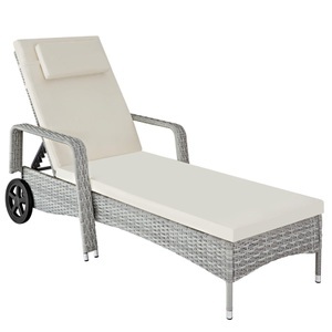 TecTake, Sonnenliege Rattan mit Rollen Sonnenliege Rattan mit Rollen, 