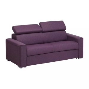 LINEA SOFA, LINEA SOFA - Schlafsofa 3-Sitzer - Liegefläche mit Lattenrost: 140 cm - Matratze: 18 cm mit Memory Schaum - Stoff - Violett - VIZIR, One Size