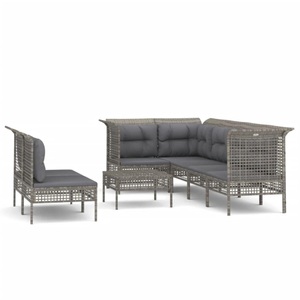 vidaXL, vidaXL 8-tlg. Garten-Lounge-Set mit Kissen Grau Poly Rattan